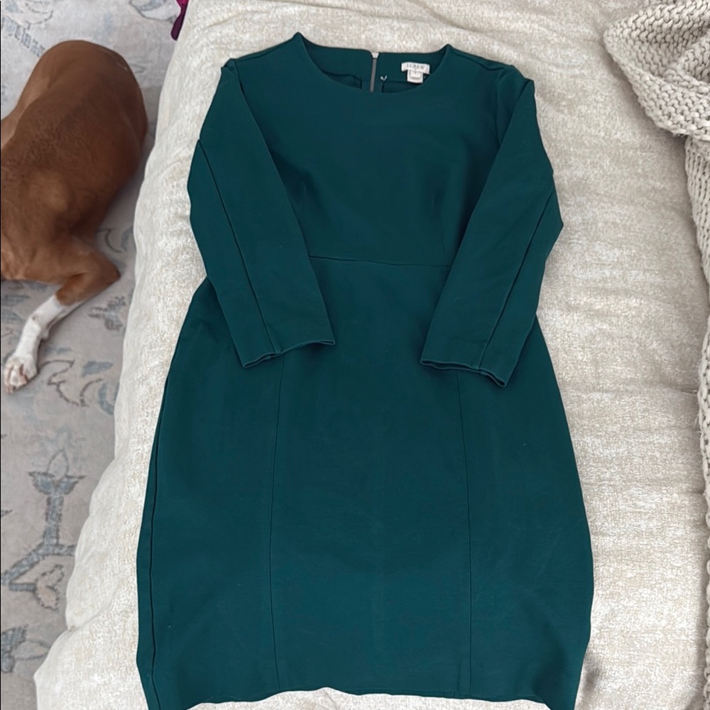 J. Crew Green Long Sleeve Sheath Dress
